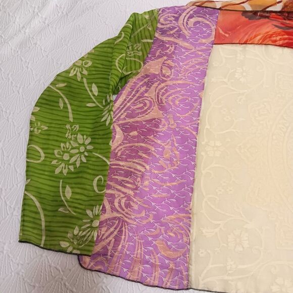 Sterling Styles 100% Artsilk One Size Jacket Kimono Open Multicolor Floral - Picture 12 of 16